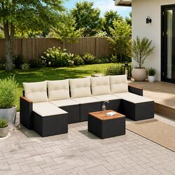 Practical 8 Piece Black Garden Sofa Set for Your Home