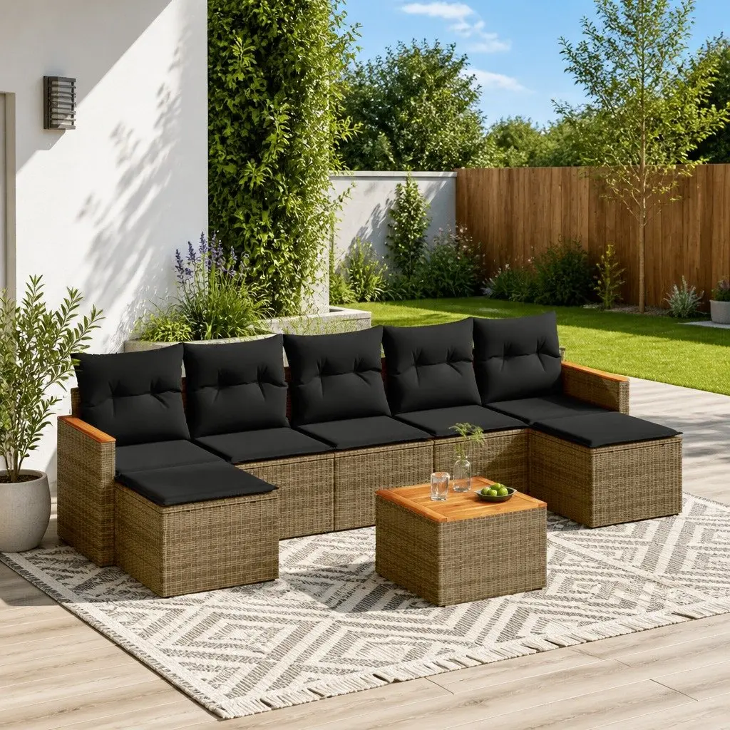 Garden Sofa Set Modular PE Rattan 8 Piece Outdoor Furniture Grey