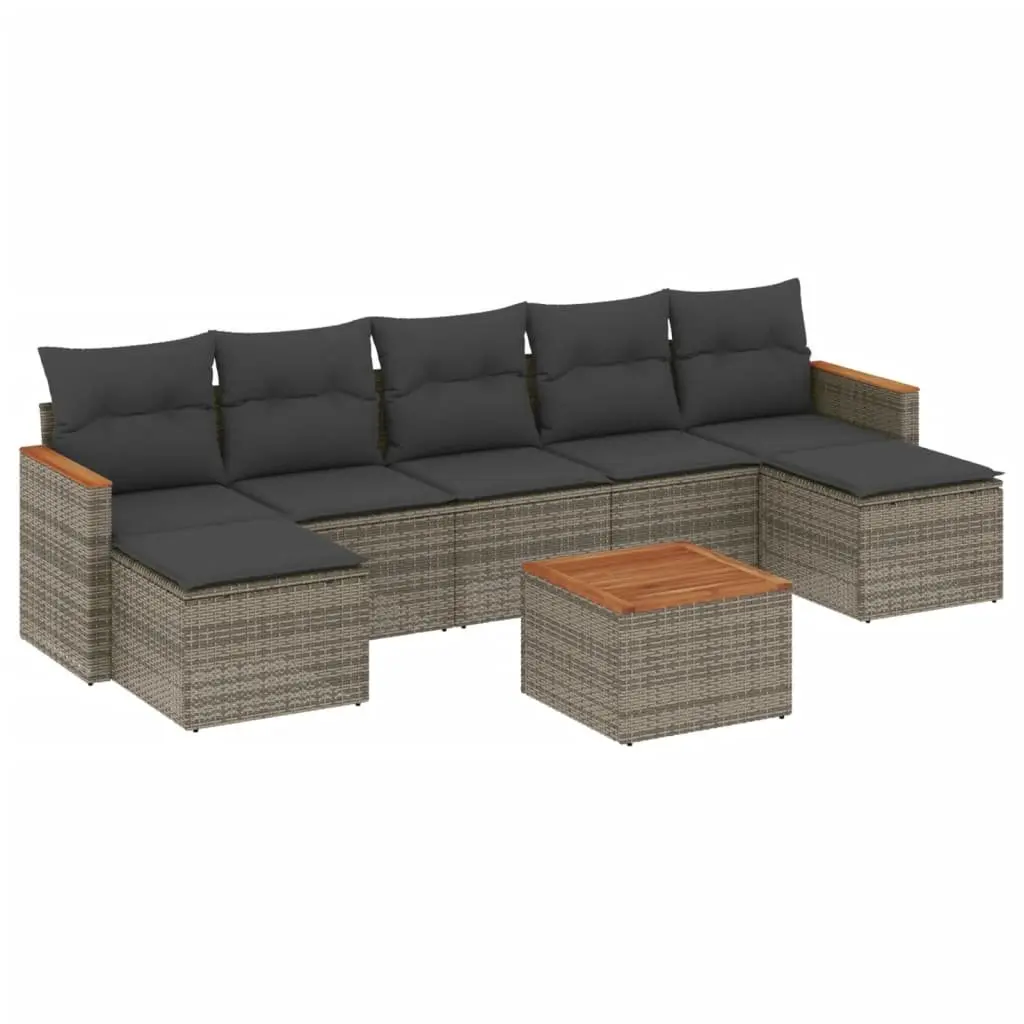 Garden Sofa Set Modular PE Rattan 8 Piece Outdoor Furniture Grey