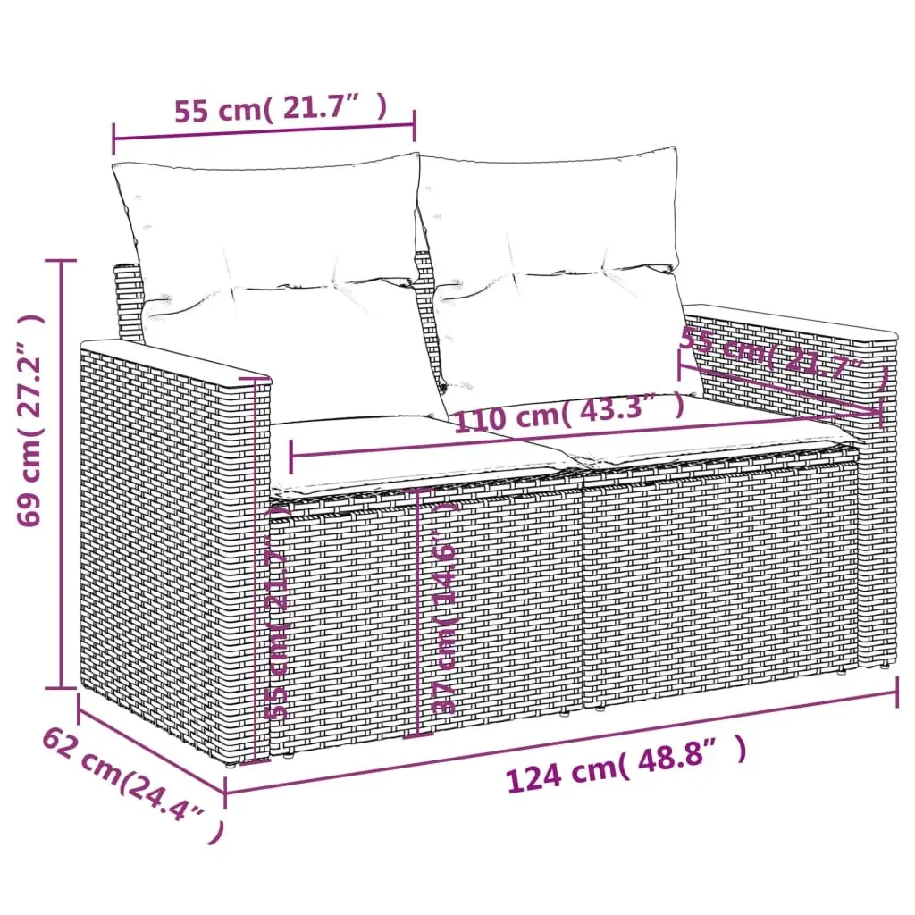Garden Sofa Set Modular PE Rattan 8 Piece Outdoor Furniture Grey