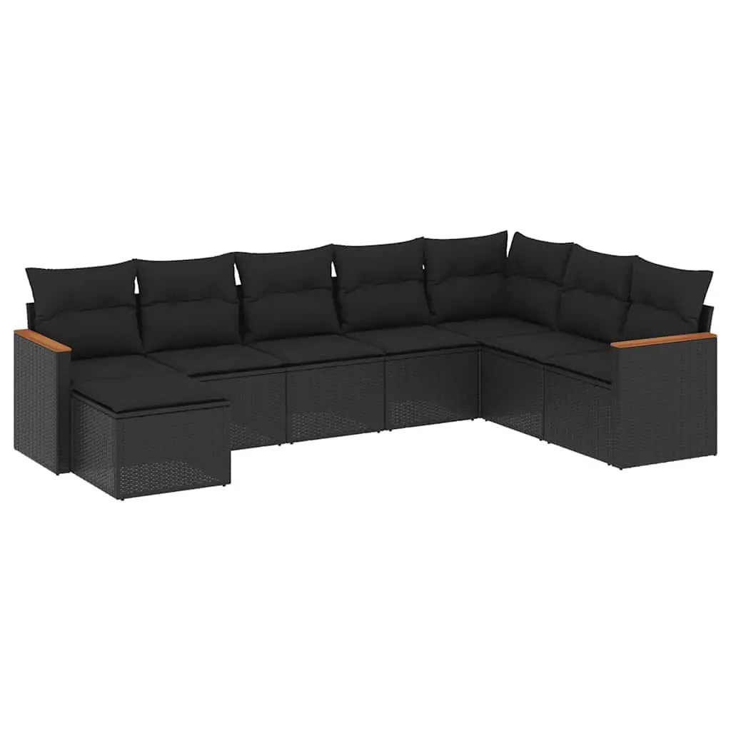 Garden Sofa Set PE Rattan Modular 8 Piece Outdoor Furniture Black