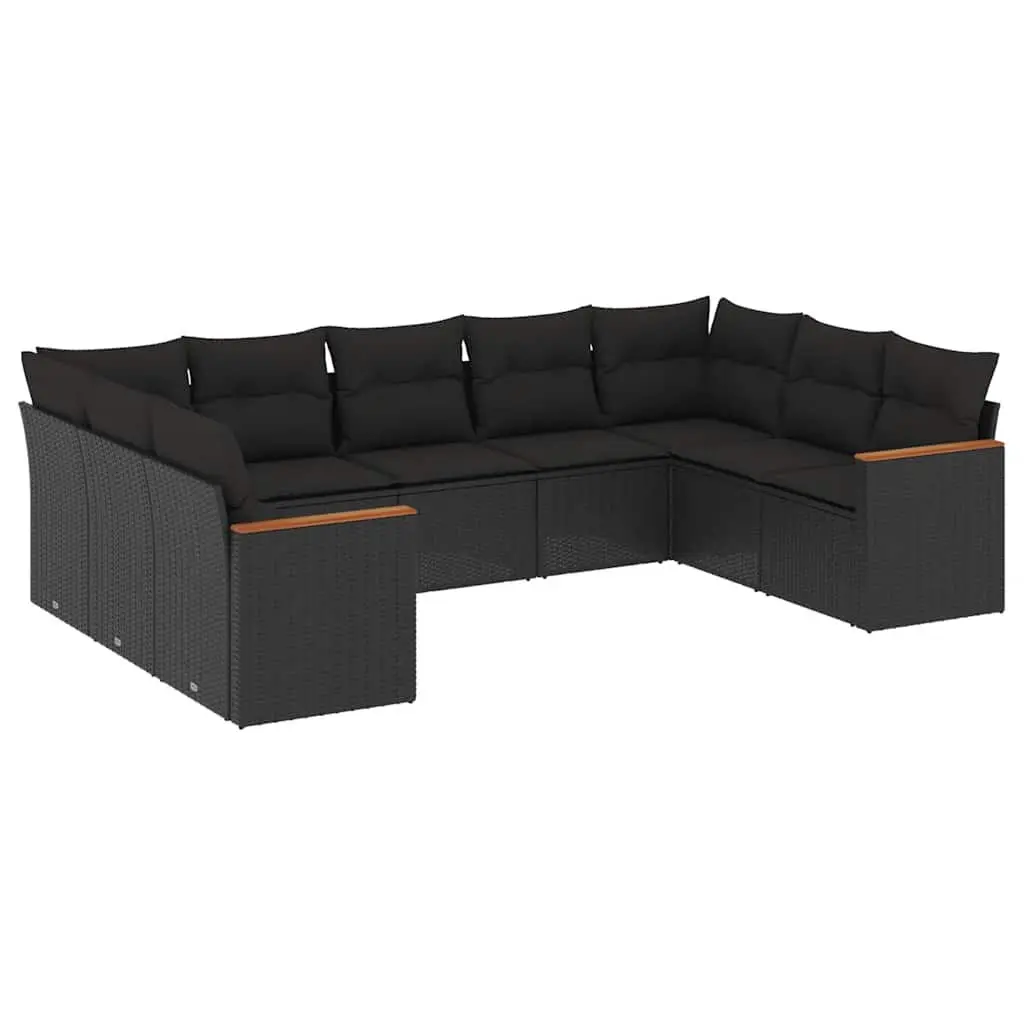Garden Sofa Set PE Rattan Modular 9 Piece Outdoor Furniture Patio Black