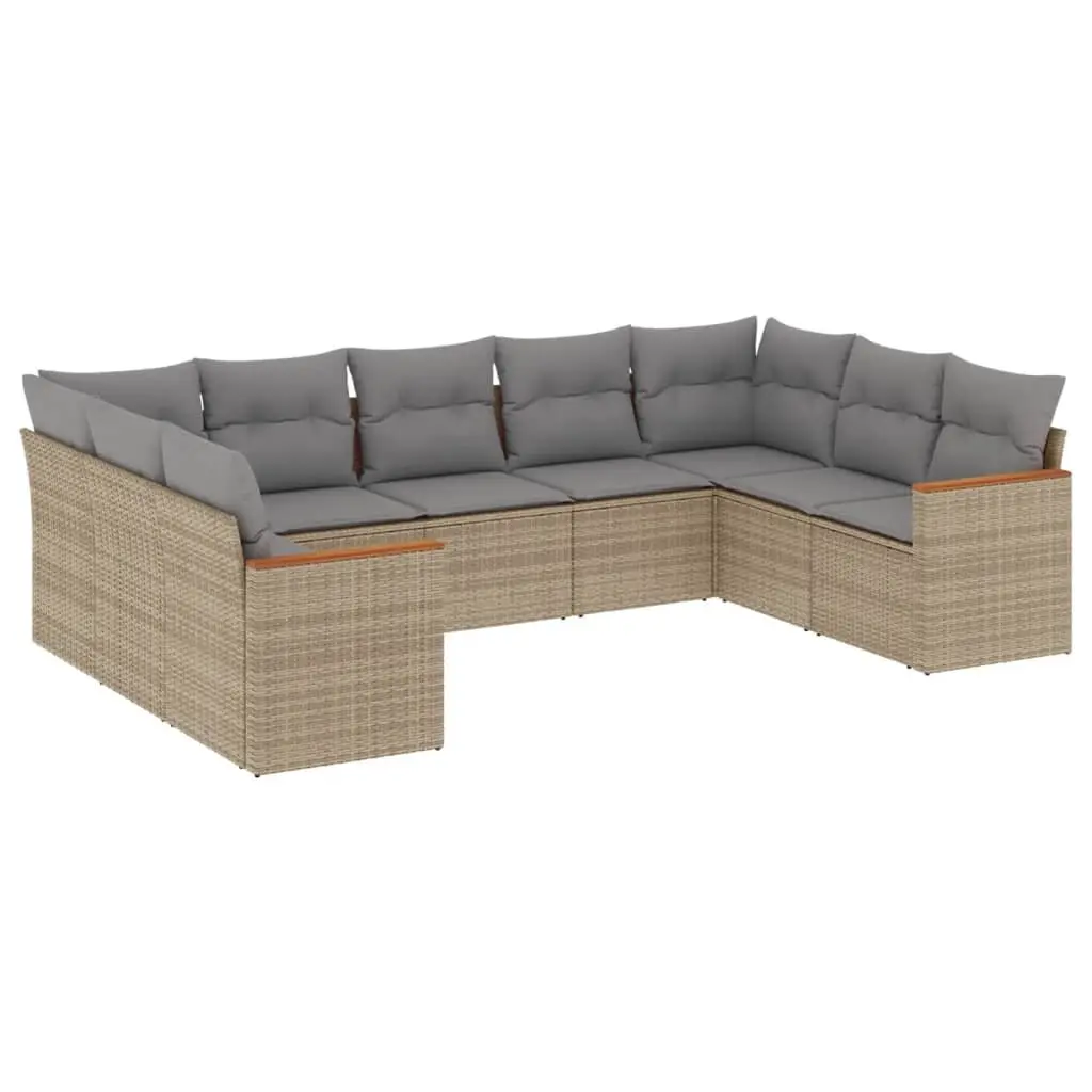 Garden Sofa Set 9 Piece Outdoor Furniture Patio Beige Modular Lounge with