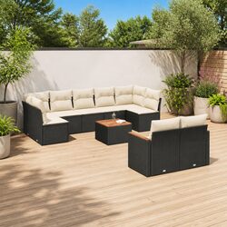 Versatile 10-Piece Black Patio Sofa Set for Outdoor Spaces