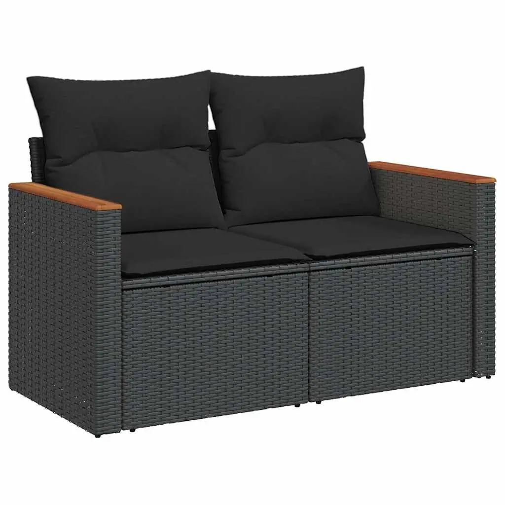 9 Piece Garden Sofa Set Modular PE Rattan Outdoor Patio Furniture Black with Cushions