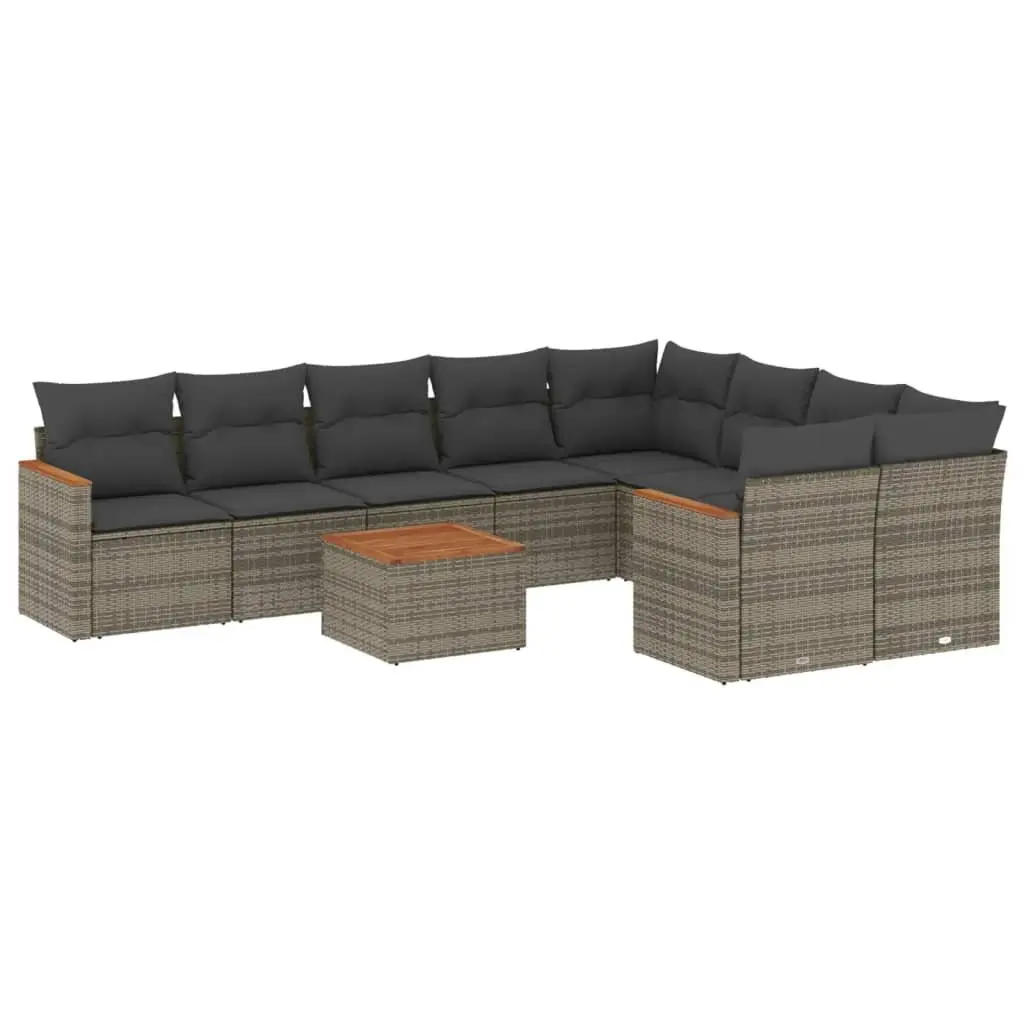 Garden Sofa Set 10 Piece Outdoor Furniture Grey Poly Rattan Modular Patio Lounge