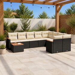 Garden Sofa Set 10 Piece Outdoor Furniture Patio Rattan Cushioned Black Modular