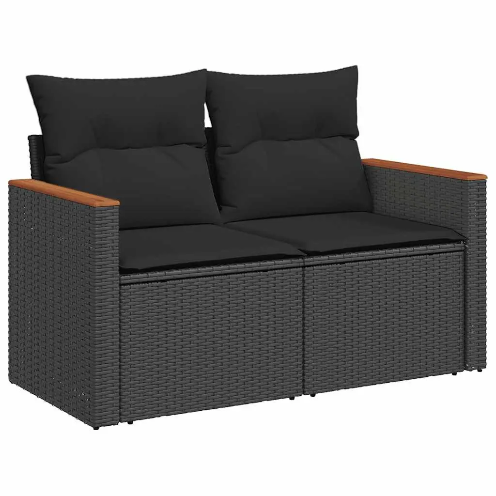 10 Piece Outdoor Garden Sofa Set with Removable Cushions Black Modular Patio