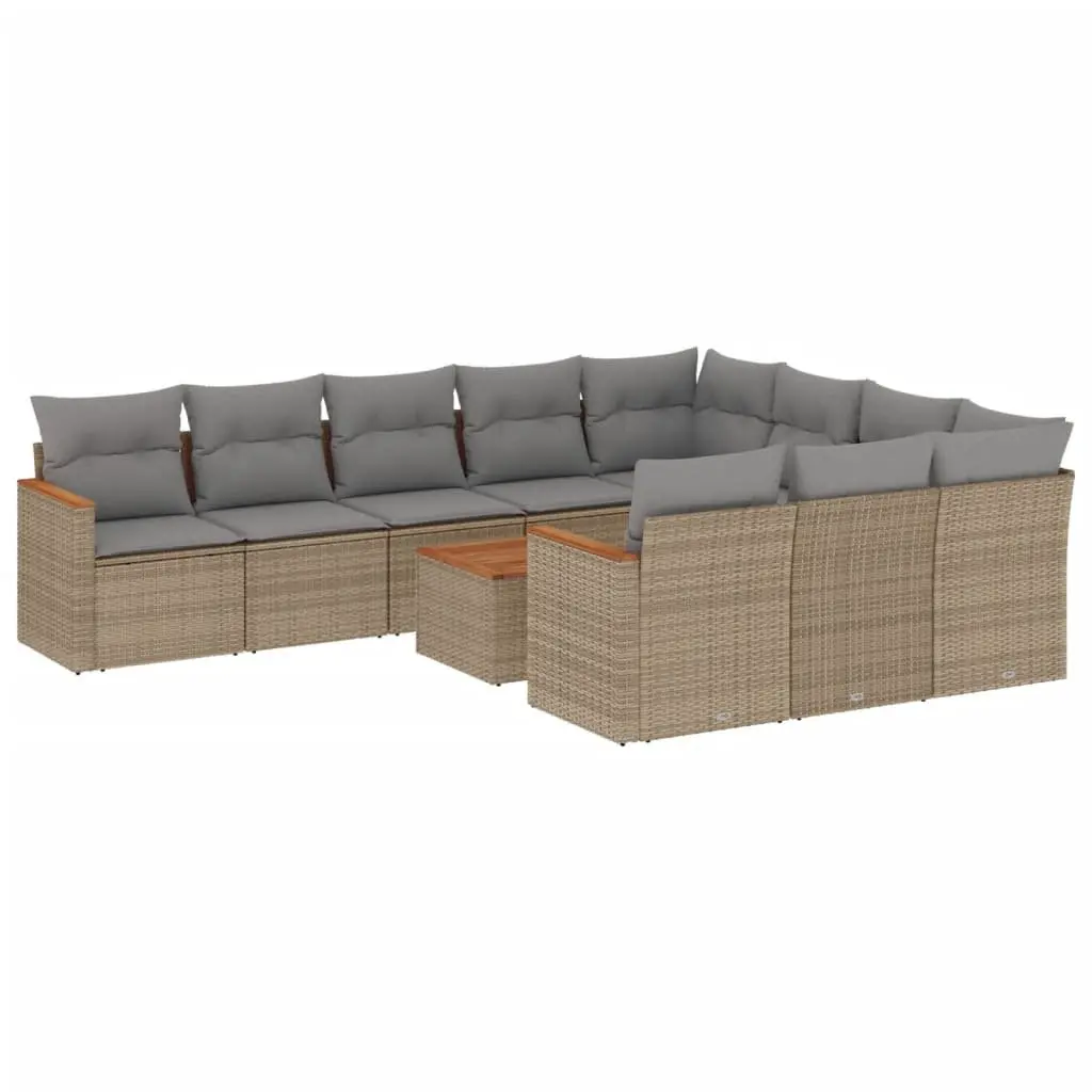Garden Sofa Set Modular PE Rattan 11 Piece Outdoor Furniture Patio Seating Beige