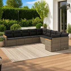 Garden Sofa Set 10 Piece Outdoor Patio Furniture Grey Modular Lounge Seating