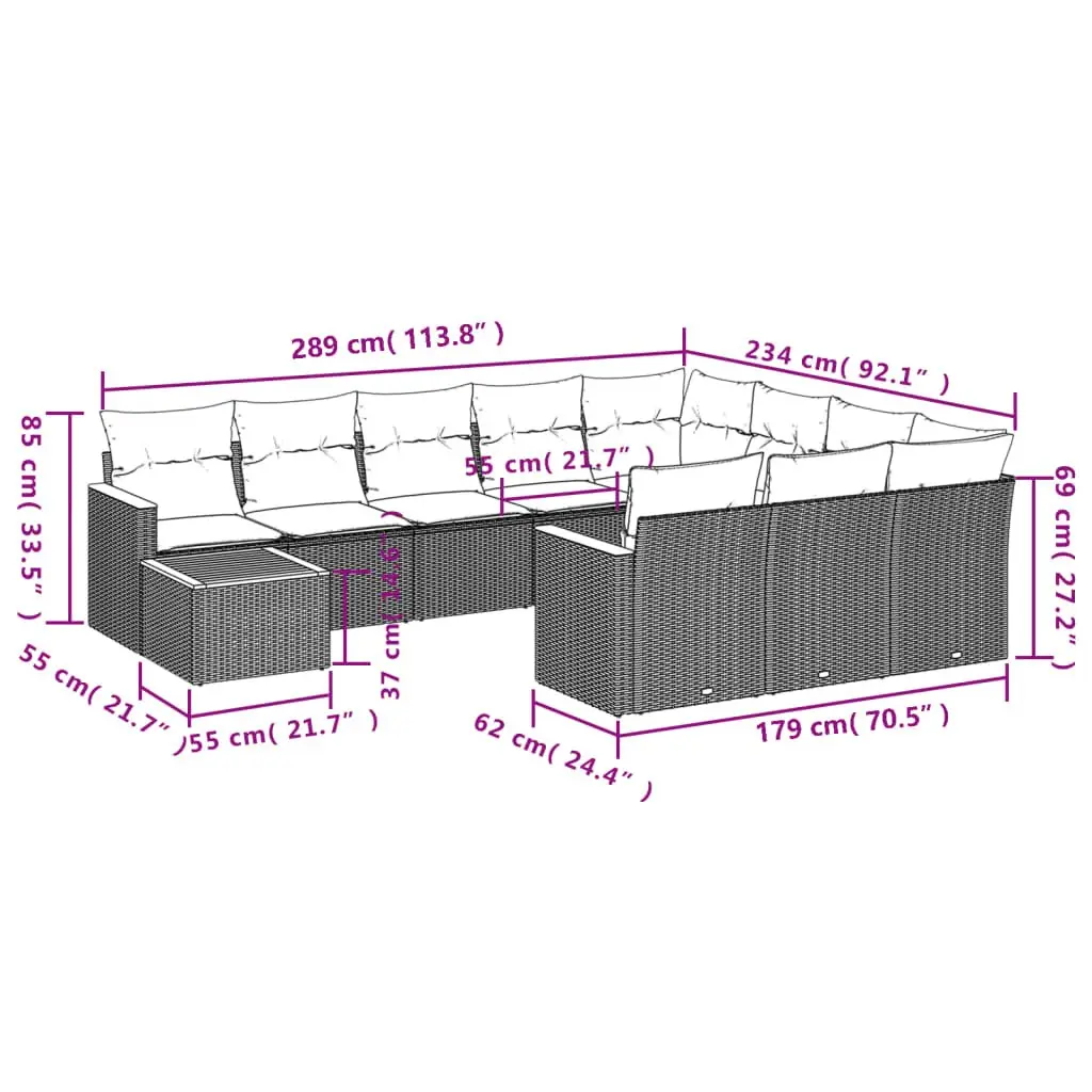 11 Piece Garden Sofa Set for Outdoor Use