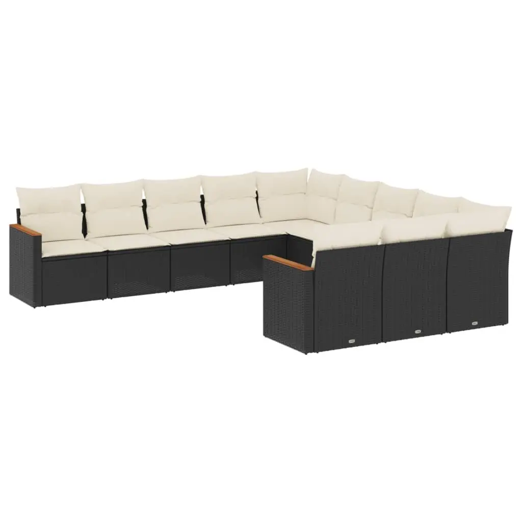 Outdoor Furniture Garden Sofa Set Modular Black 11 Piece Patio Lounge PE Rattan