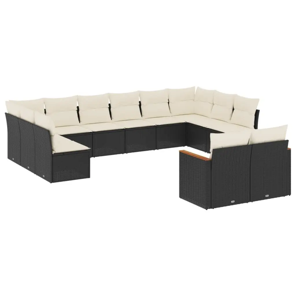 Garden Sofa Set Modular PE Rattan 12 Piece Outdoor Patio Furniture Black