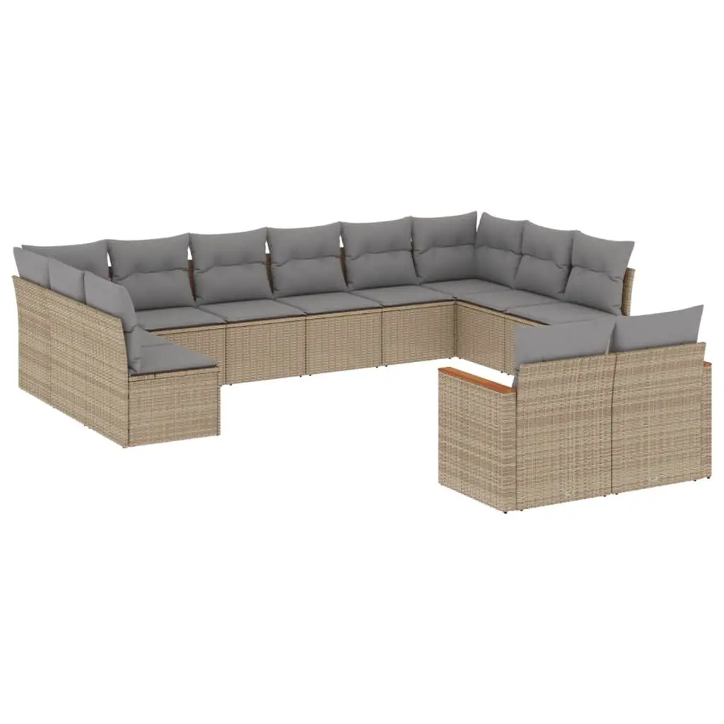 Garden Sofa Set PE Rattan Modular 12 Piece Outdoor Patio Furniture Beige