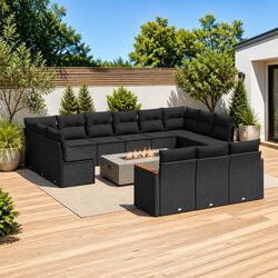Comfortable 13 Piece Outdoor Garden Sofa Set in Black