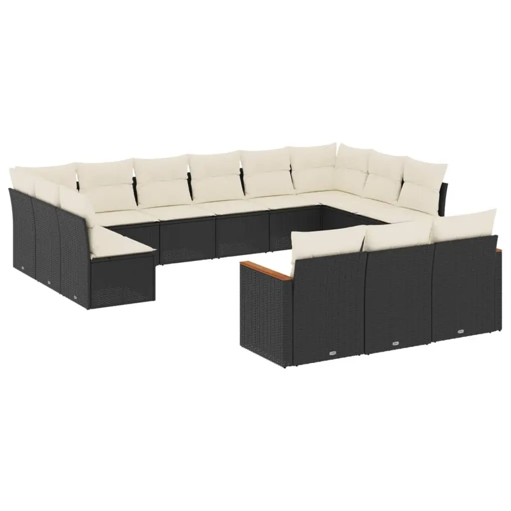Garden Sofa Set PE Rattan 13 Piece Outdoor Furniture Black Modular Seating