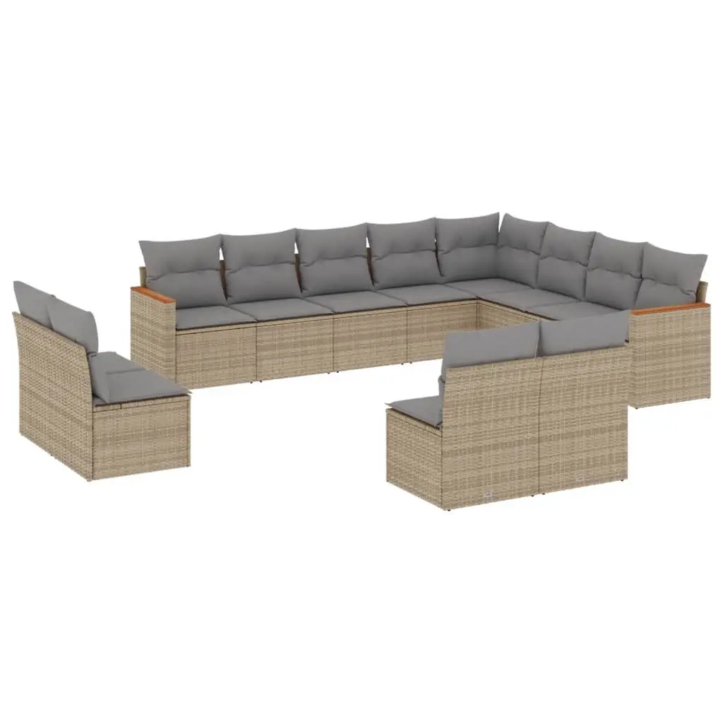 Garden Sofa Set Modular PE Rattan 12 Piece Outdoor Furniture Patio Beige
