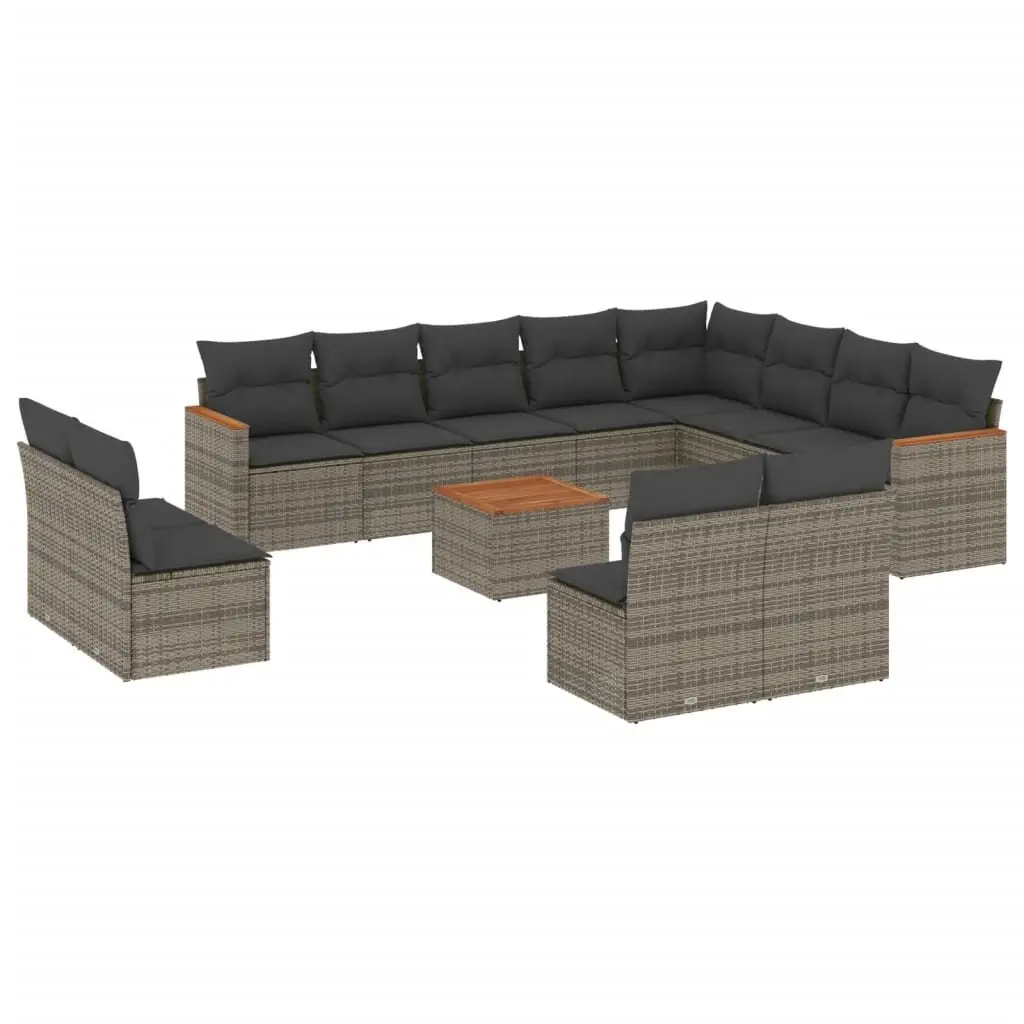 Garden Sofa Set 13 Piece Outdoor Furniture Grey Poly Rattan Patio Lounge Modular