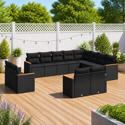 Garden Sofa Set 12 Piece Outdoor Furniture Patio Black Modular Seating with