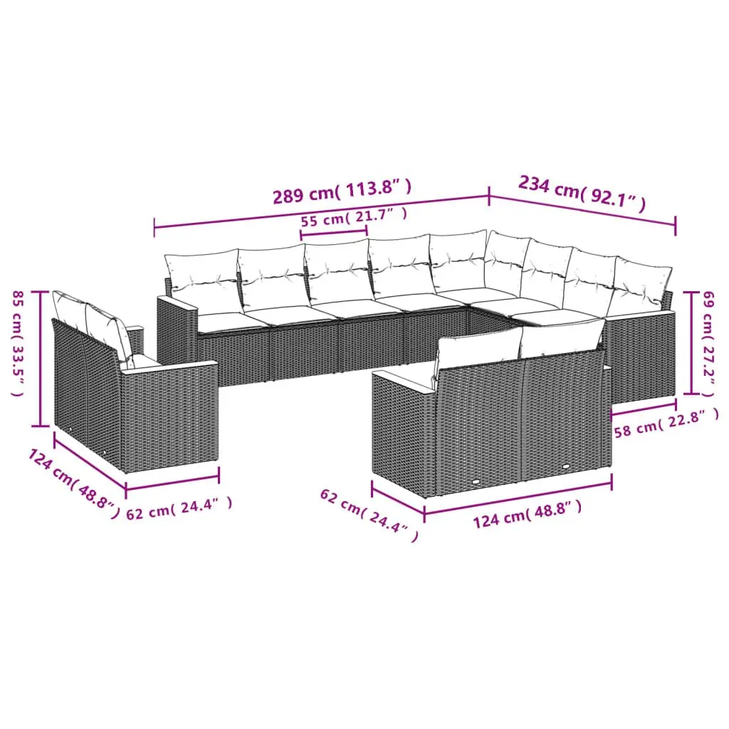 12-Piece Garden Sofa Set for Outdoor Use