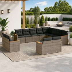 Garden Sofa Set 12 Piece Outdoor Furniture Patio Seating Grey with Cushions