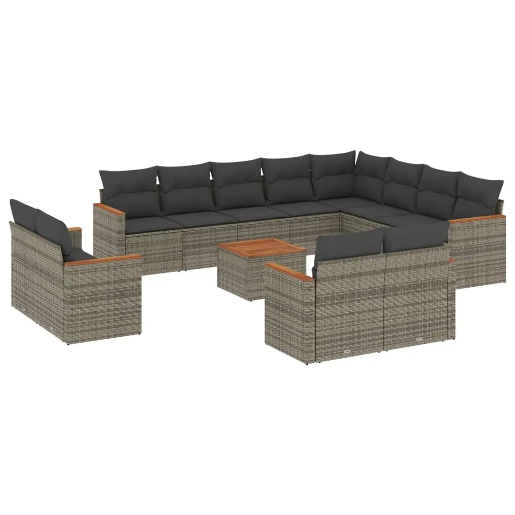 Garden Sofa Set 13 Piece Outdoor Furniture Grey Poly Rattan Patio Seating