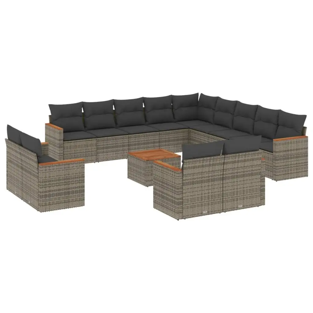 Garden Sofa Set 14 Piece Poly Rattan Outdoor Furniture Grey