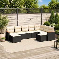 Practical 9 Piece Black Sofa Set Perfect for Outdoor Spaces