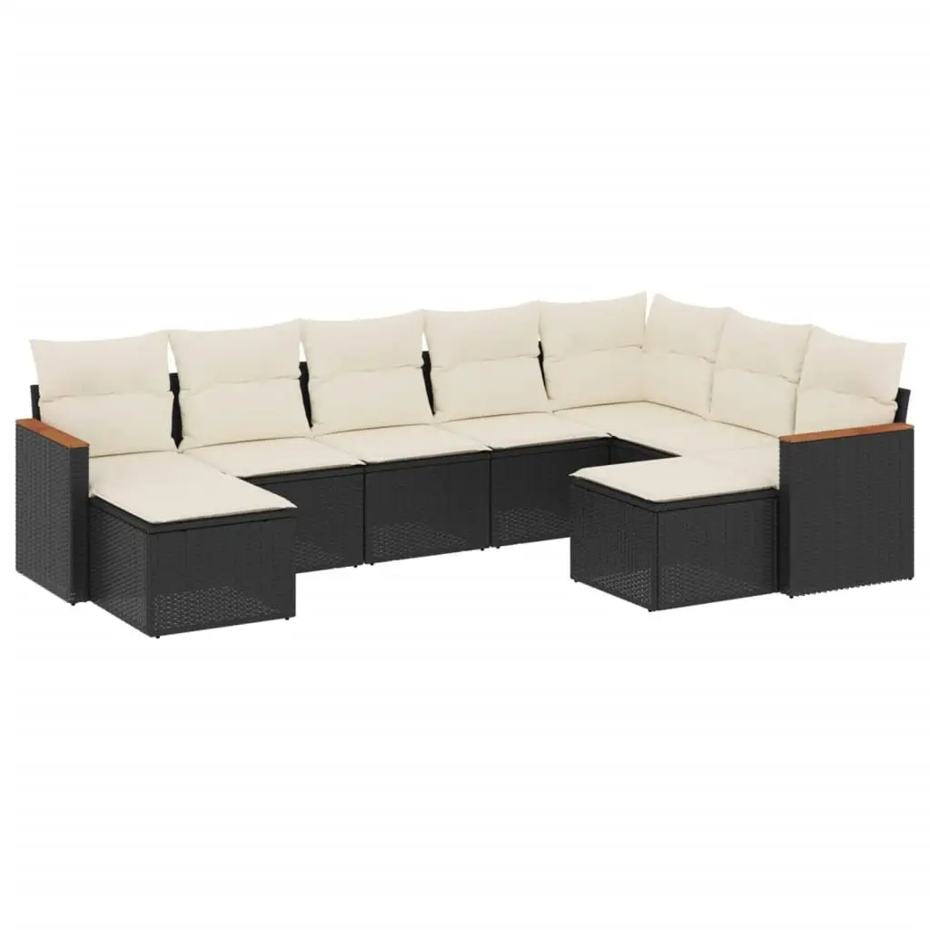 Garden Sofa Set 9 Piece Outdoor Furniture Patio Lounge with Cushions Black