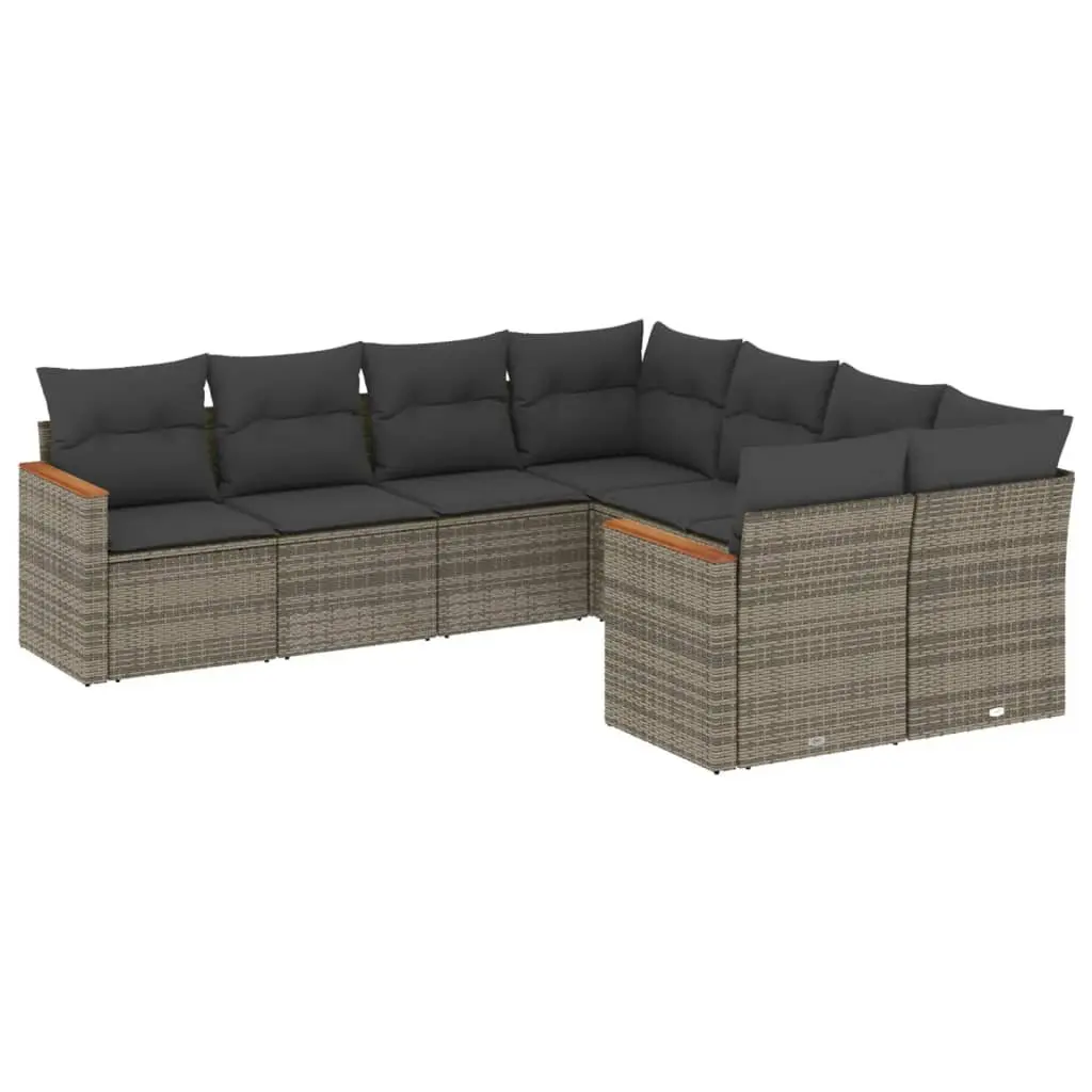 Garden Sofa Set 8 Piece Outdoor Patio Furniture Modular Grey Seating Cushions