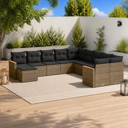 Ideal 11-Piece Grey Modular Sofa Set for Patio Relaxation