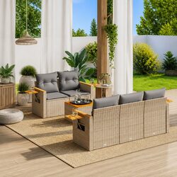 Practical 6-Piece Beige Garden Sofa Set for Any Space