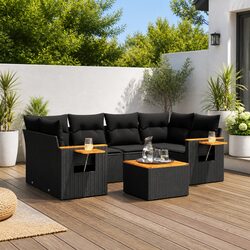 Versatile 7 Piece Black Sofa Set for Your Outdoor Space