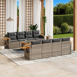 Practical Grey Garden Sofa Set: 9 Pieces for Your Patio