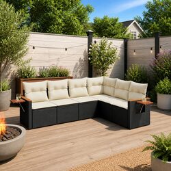 Practical 6 Piece Black Garden Sofa Set for Any Home