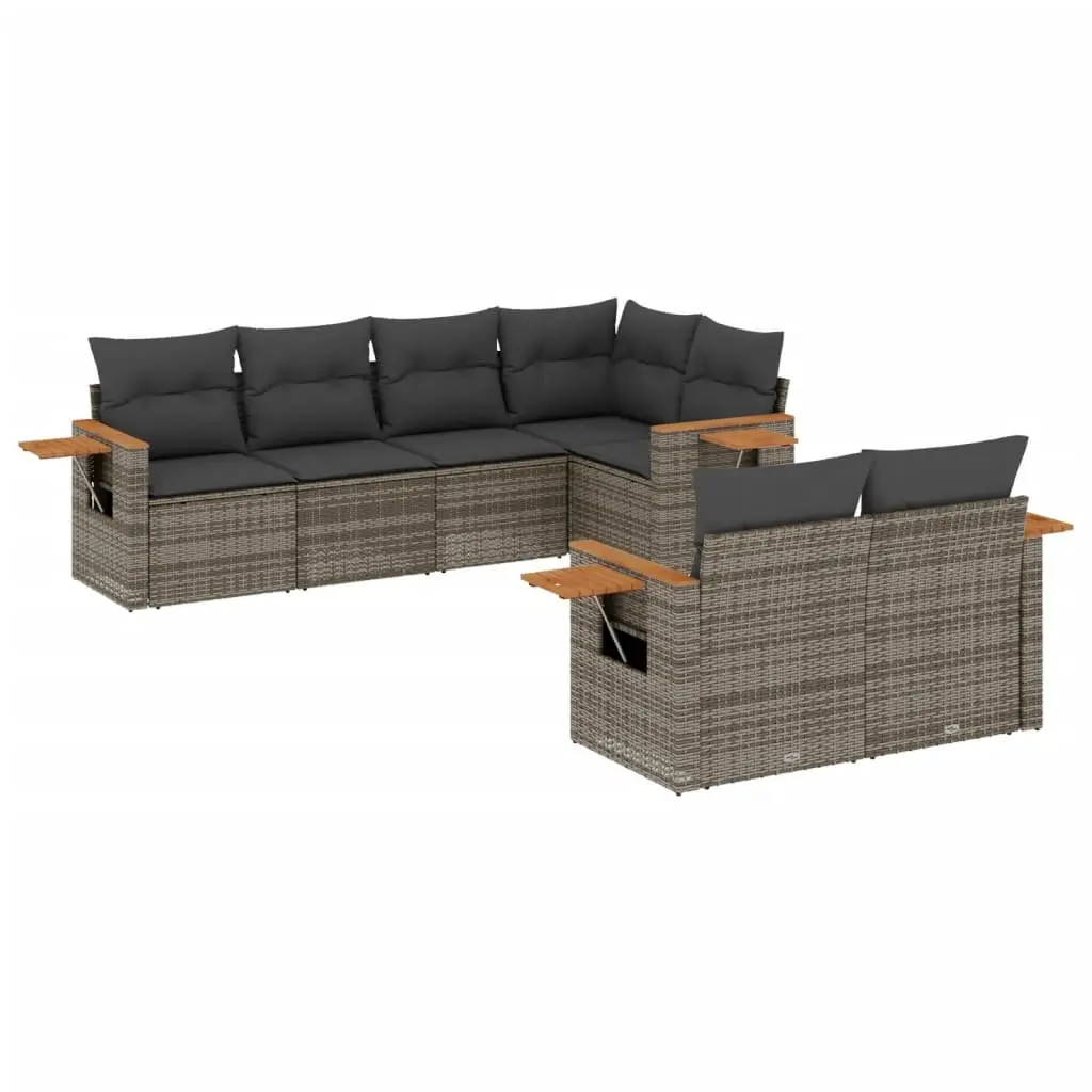 Garden Sofa Set 7 Piece Modular PE Rattan Outdoor Furniture Grey