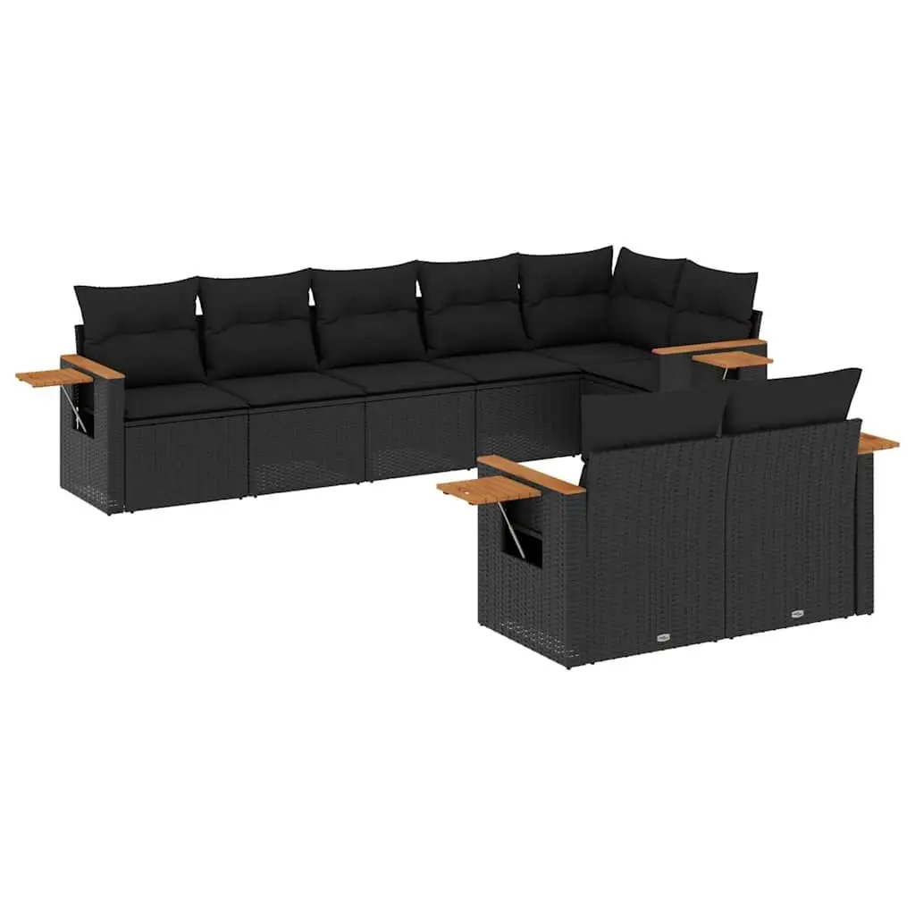 Garden Sofa Set Poly Rattan 8 Piece Outdoor Furniture Black Modular Patio
