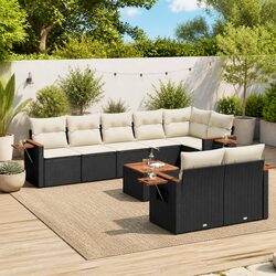 Garden Sofa Set 9 Piece Black Outdoor Furniture Patio Seating with Cushions