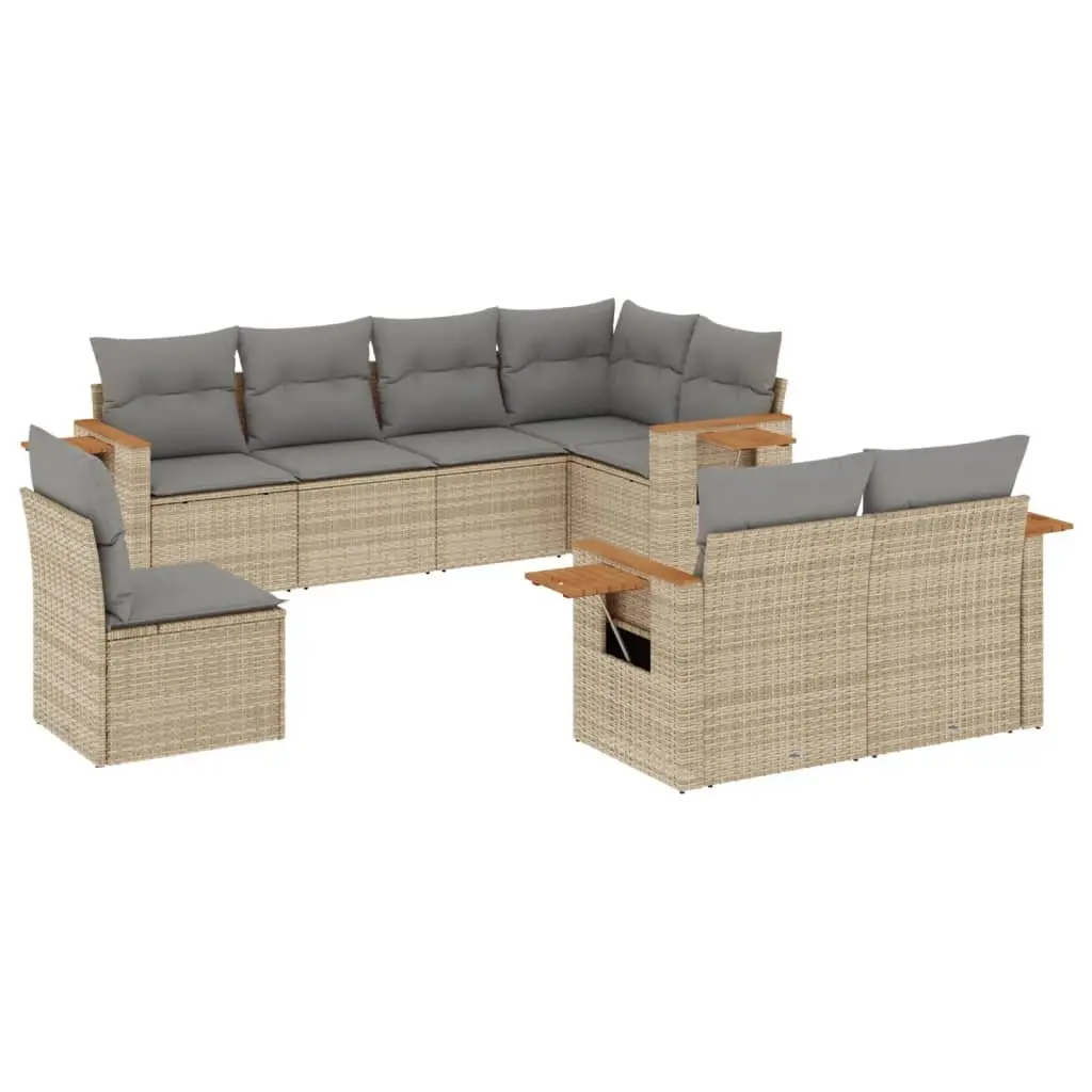 8-Piece Garden Sofa Set with Foldable Side Table