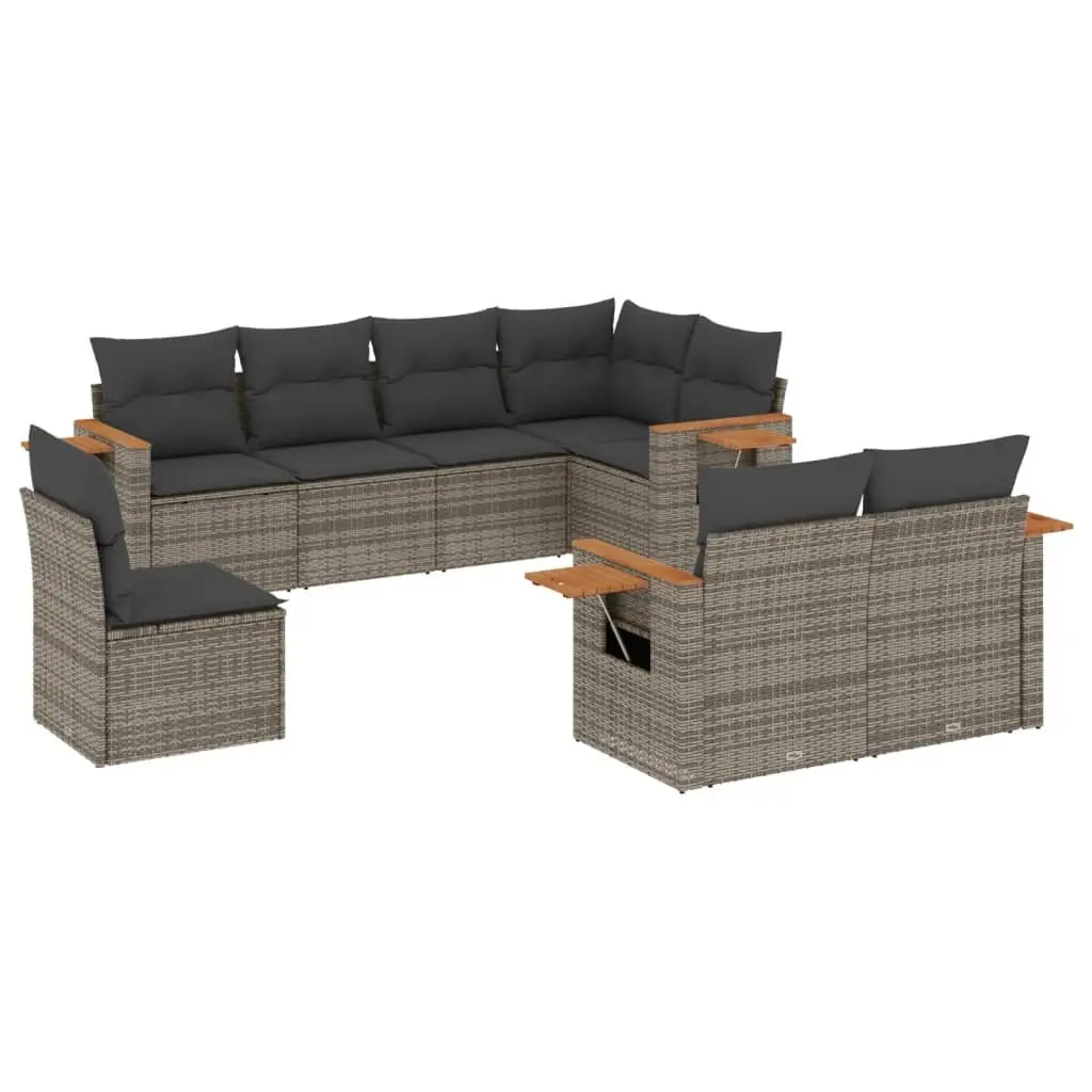 Garden Sofa Set 8 Piece Outdoor Furniture Grey Poly Rattan Patio Lounge Modular