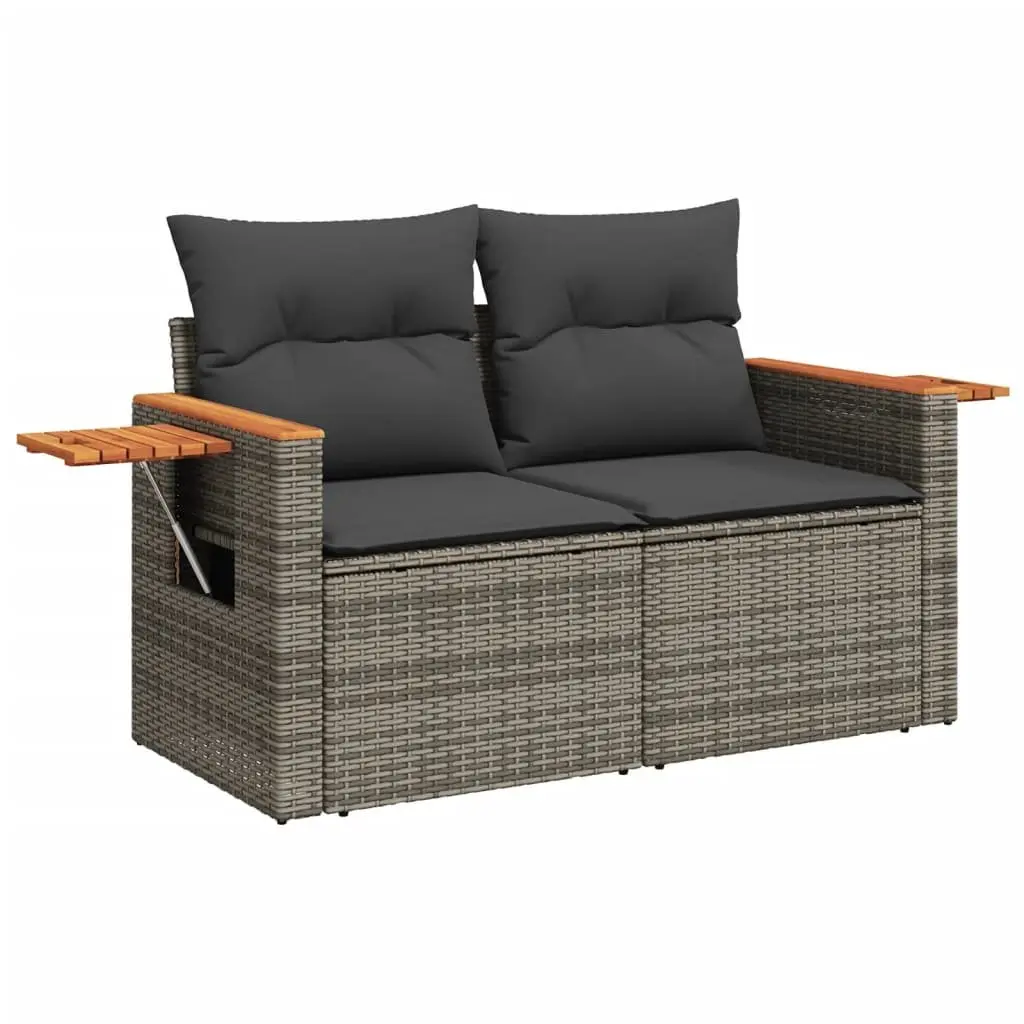 Garden Sofa Set 9 Piece Outdoor Furniture Grey Poly Rattan Patio Sectional