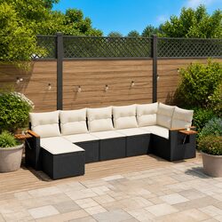 7 Piece Garden Sofa Set Black Poly Rattan Outdoor Furniture Patio Seating
