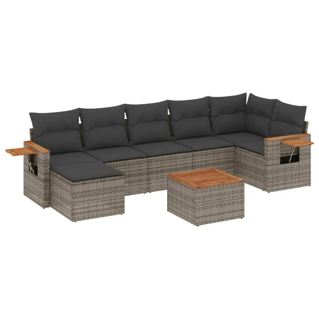 Garden Sofa Set Modular PE Rattan 8 Piece Grey Outdoor Furniture