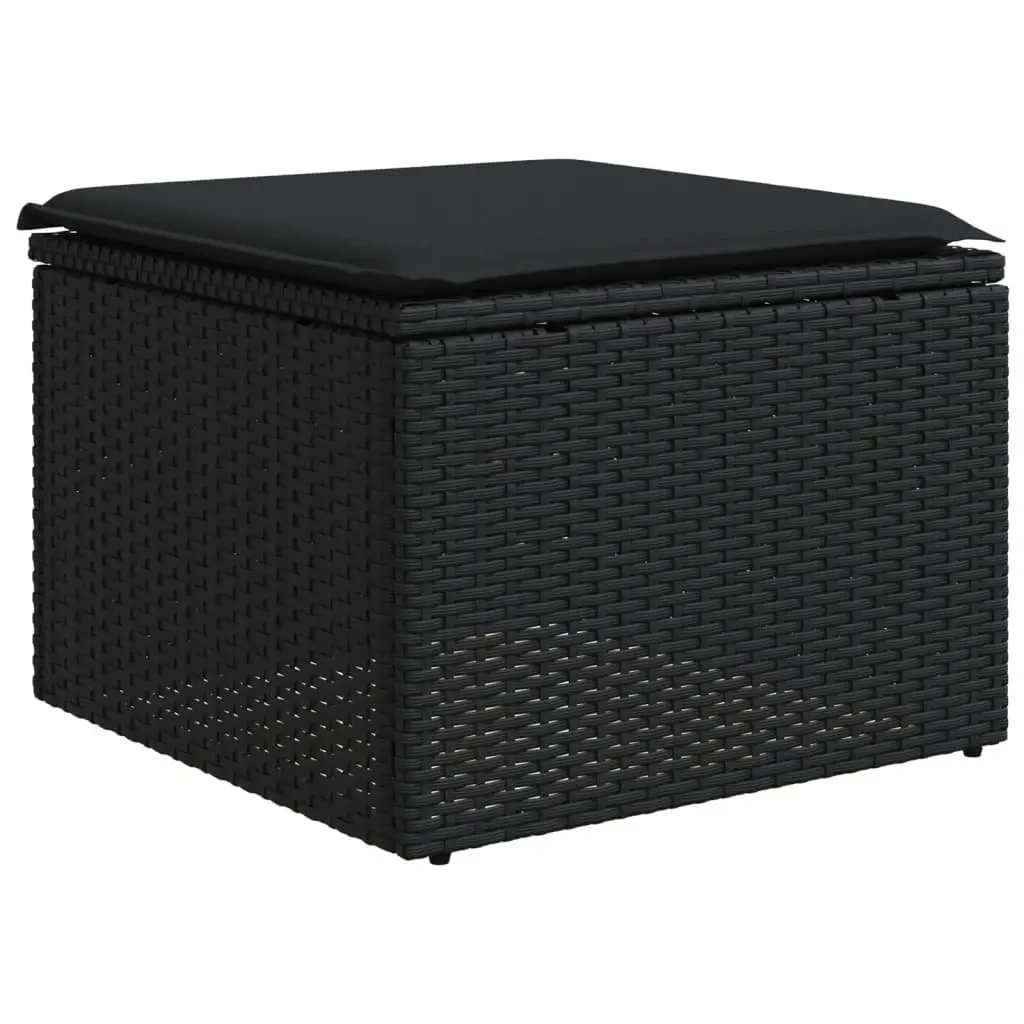 7 Piece Outdoor Garden Sofa Set Black Poly Rattan Modular Patio Furniture with