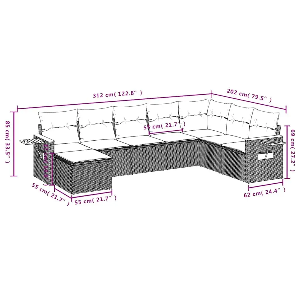 8 Piece Garden Sofa Set for Outdoor Use