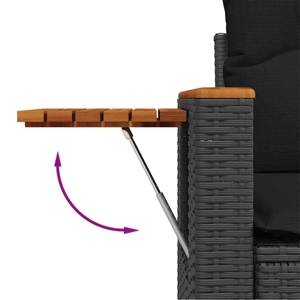 Garden Sofa Set 9 Piece Outdoor Furniture Patio Lounge Black PE Rattan with