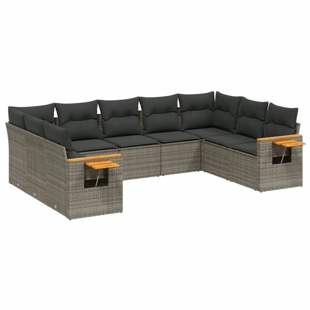 Garden Sofa Set Poly Rattan 9 Piece Modular Outdoor Furniture Grey