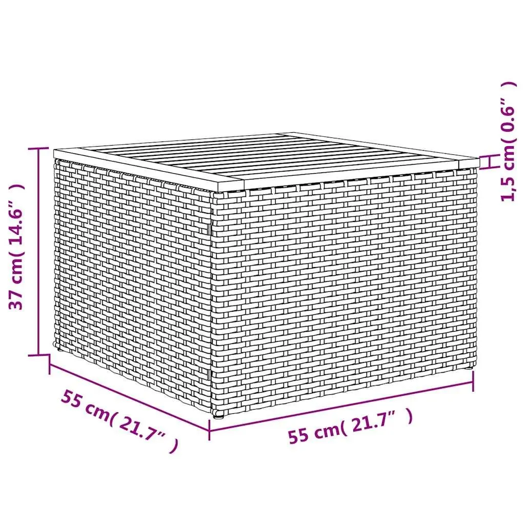 Modular Outdoor Furniture Set Grey Poly Rattan 10 Piece Garden Sofa with Acacia Wood Table Top