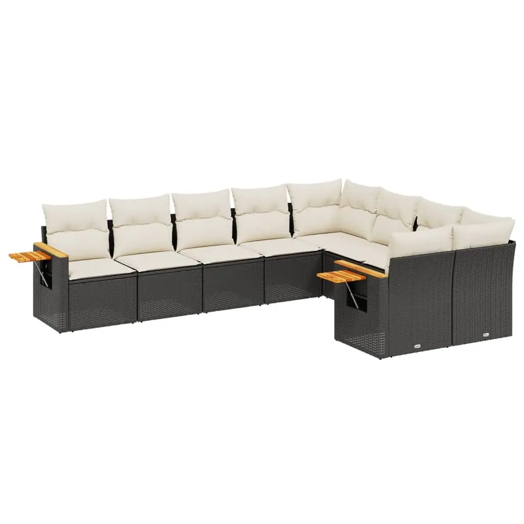 Garden Sofa Set 9 Piece Outdoor Furniture Patio Lounge with Cushions Black