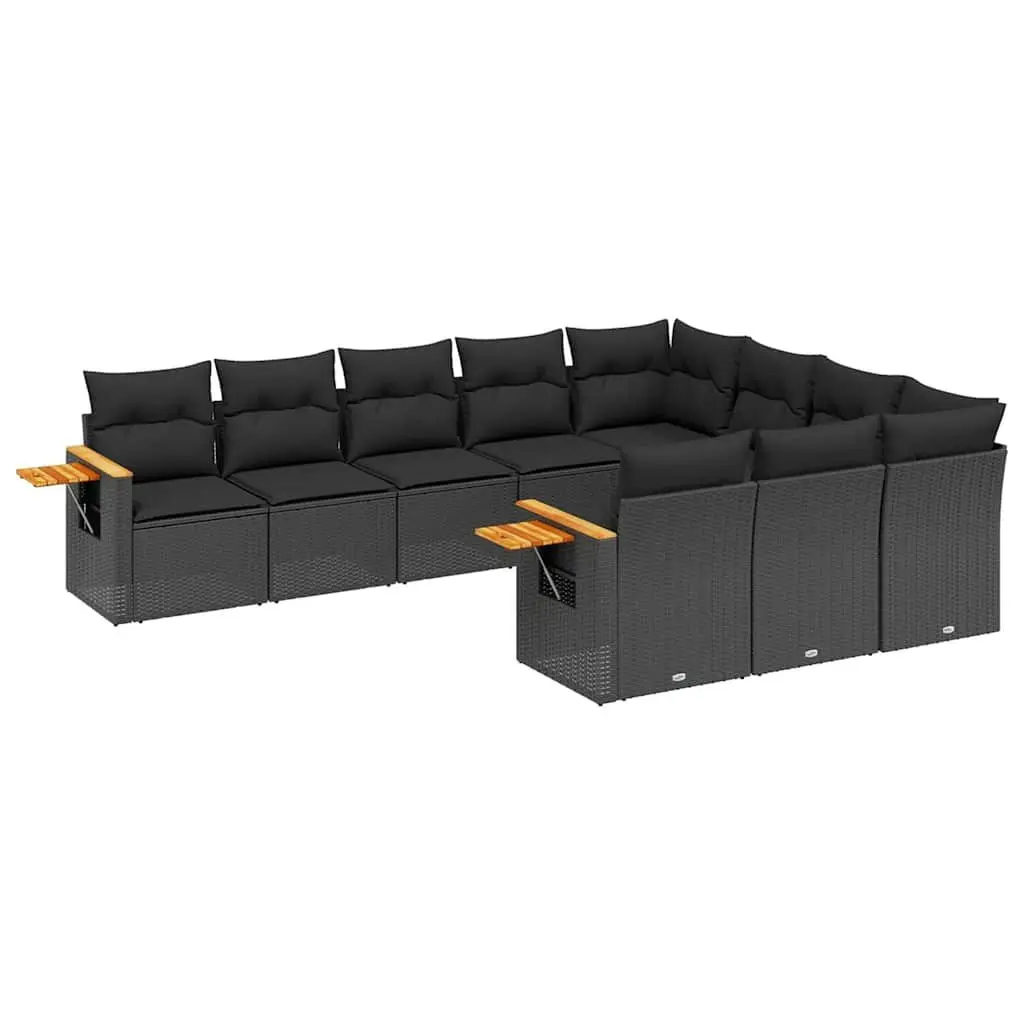 Garden Sofa Set Poly Rattan 10 Piece Outdoor Furniture Black